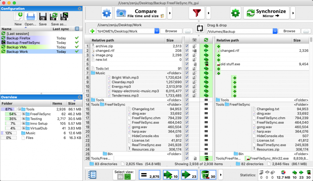 Free file sync screenshot